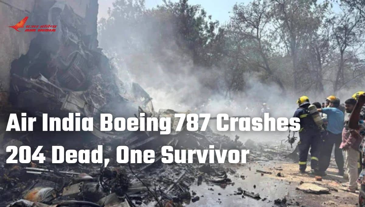 Tragic Air India Boeing 787 Crashes After Take-off in Ahmedabad; At Least 204 Dead, One Survivor